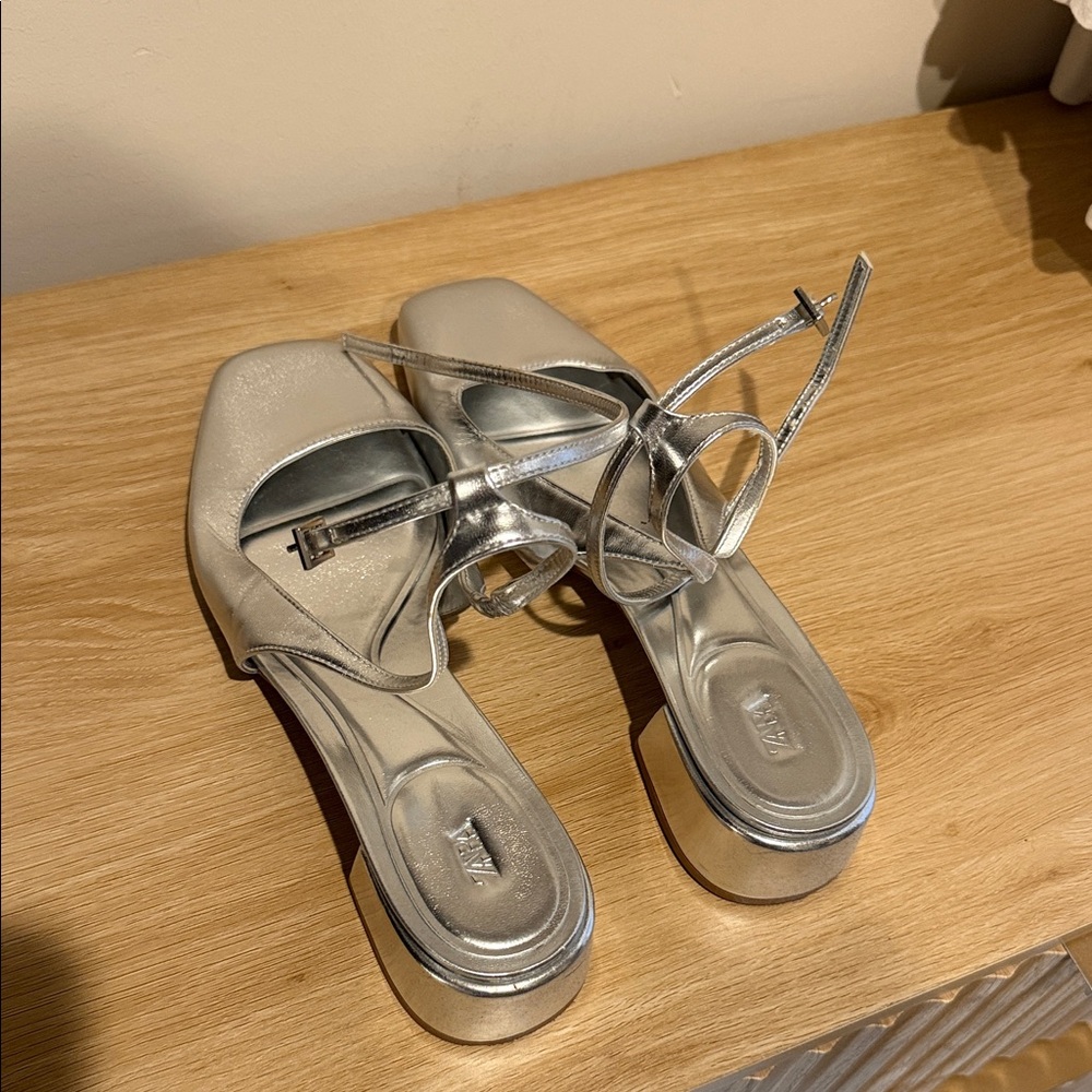 Zara Silver Women's Platform Sandals